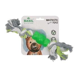 BASIL COTTON BONE WITH RUBBER CHEW TOYS FOR DOGS - Image 2