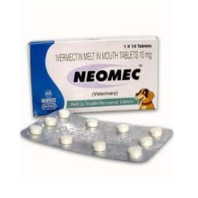 Intas Neomec For the treatment of intestinal worms, mostly mites, some lice, also include mange Strip of 10 Tablets - Image 1