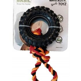 Basil Pull Tyre Ring with Cotton Rope Dog Chew Toys (Multicolored) - Image 1