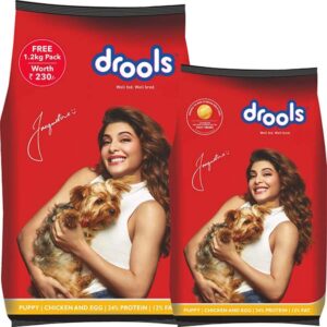 Drools Chicken and Egg Puppy Dry Dog Food, 3kg + 1.2kg Free The Pet Being