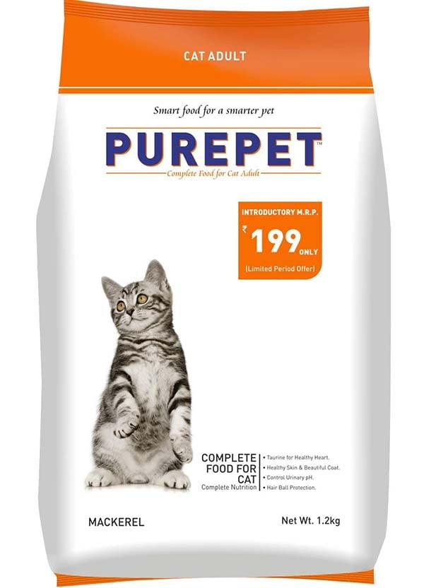Purepet Adult Dry Cat Food, Mackerel the pet being