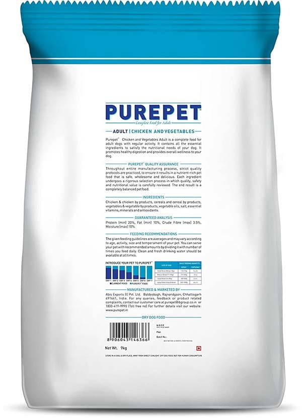 Purepet Chicken and Vegetables Adult Dog Food The Pet Being