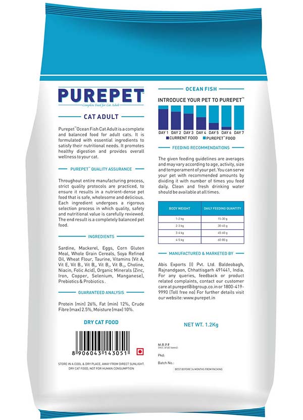 The Pet Being Purepet Adult Dry Cat Food, Ocean Fish