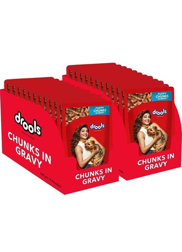 Drools Real Chicken & Chicken Liver Chunks In Gravy For Puppy, 150 G- Pack of 24