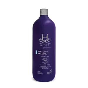 Hydra Groomers Whitening Shampoo 1000ml purple bottle for cats and dogs – oatmeal extract, optical brighteners, 10:1 dilution, balanced pH by Pet Society