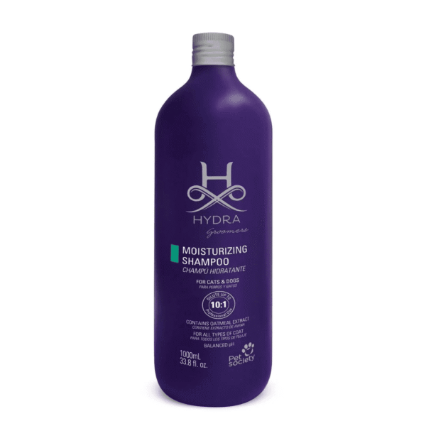 Hydra Groomers Moisturizing Shampoo 1000ml purple bottle for cats and dogs – 10:1 dilution, oatmeal extract, balanced pH by Pet Society