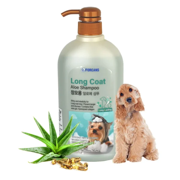 Forcans Long Coat Aloe Shampoo for Dogs – Moisturising, Detangling & Shine-Boosting Dog Shampoo (750 ML)