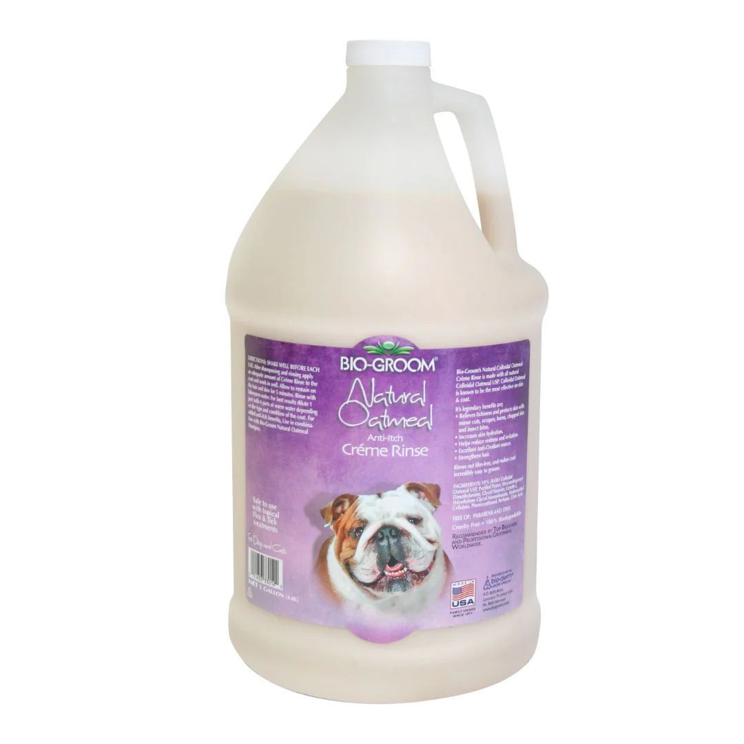 Bio-Groom Natural Oatmeal Anti-Itch Crème Rinse Conditioner – 10% Colloidal Oatmeal Soothing Treatment for Dogs & Cats, Gallon (3.8 L)