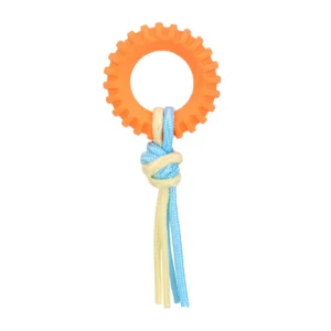 BASIL Ring with Rope Toy for Puppies & Dogs – TPR Chew Ring with Cotton Rope for Tug, Fetch & Dental Play