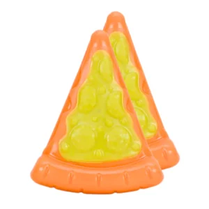 BASIL Wagtastic Pizza Slice TPR Chew Toy for Dogs & Puppies – Nylon Topping, Teething & Dental Play (Orange & Yellow)