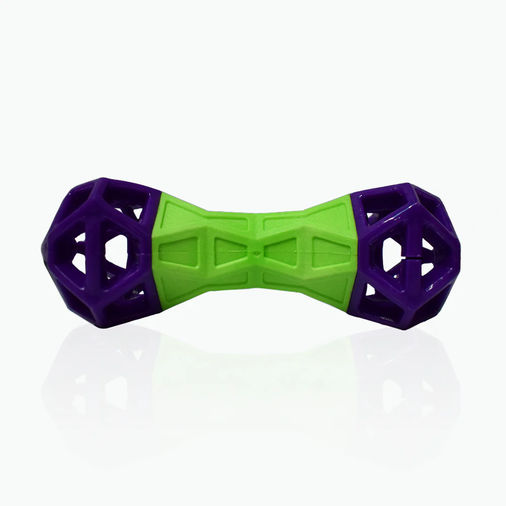 BASIL Squeaky Dumbbell with Treat Dropper for Dogs & Puppies – 3-in-1 Squeak, Chew & Treat-Dispensing Toy