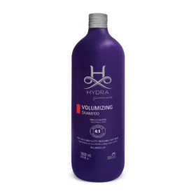 Hydra Groomers Volumizing Shampoo 1000ml deep-purple bottle for cats and fluffy or double coat dogs – 4:1 dilution, balanced pH, red accent by Pet Society