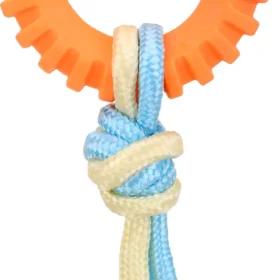 BASIL Ring with Rope Toy for Puppies & Dogs – TPR Chew Ring with Cotton Rope for Tug, Fetch & Dental Play - Image 2