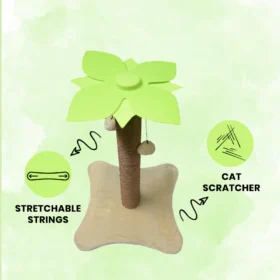 BASIL Cat Coconut Tree Scratcher with Dangler – Sisal Rope Scratching Post & Hanging Ball Toy for Cats & Kittens - Image 2