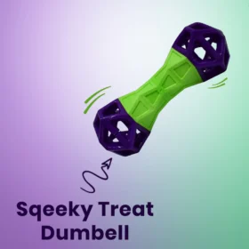 BASIL Squeaky Dumbbell with Treat Dropper for Dogs & Puppies – 3-in-1 Squeak, Chew & Treat-Dispensing Toy - Image 2