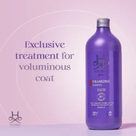 Hydra Groomers Volumizing Shampoo 1000ml on pink background – exclusive treatment for voluminous coat by Hydra by Pet Society India