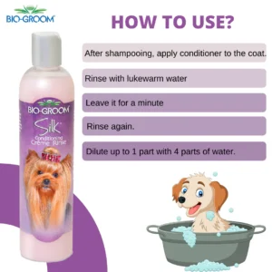 Bio-Groom Silk Conditioning Crème Rinse – Dog Conditioner for Tangle-Free, Soft & Manageable Coat (355 ML)