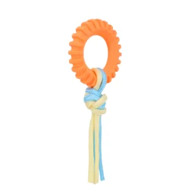 BASIL Ring with Rope Toy for Puppies & Dogs – TPR Chew Ring with Cotton Rope for Tug, Fetch & Dental Play - Image 3