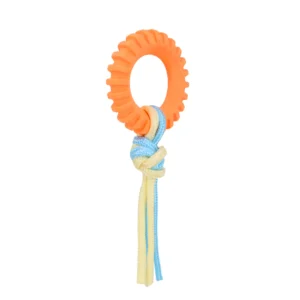 BASIL Ring with Rope Toy for Puppies & Dogs – TPR Chew Ring with Cotton Rope for Tug, Fetch & Dental Play - Image 3