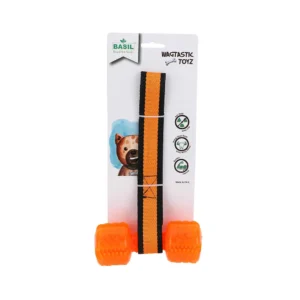 BASIL Dumbbell Treat Toy with Rope for Dogs & Puppies – Interactive Treat-Dispensing Chew & Tug Toy