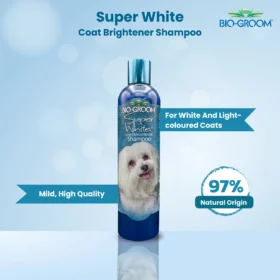 Bio-Groom Super White Coat Brightener Shampoo – 97% natural origin, mild high quality formula for white and light-coloured dog coats