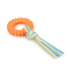 BASIL Ring with Rope Toy for Puppies & Dogs – TPR Chew Ring with Cotton Rope for Tug, Fetch & Dental Play - Image 4