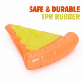 BASIL Wagtastic Pizza Slice TPR Chew Toy for Dogs & Puppies – Nylon Topping, Teething & Dental Play (Orange & Yellow) - Image 4