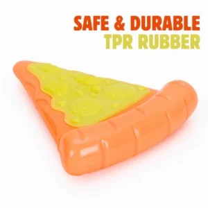 BASIL Wagtastic Pizza Slice TPR Chew Toy for Dogs & Puppies – Nylon Topping, Teething & Dental Play (Orange & Yellow) - Image 4