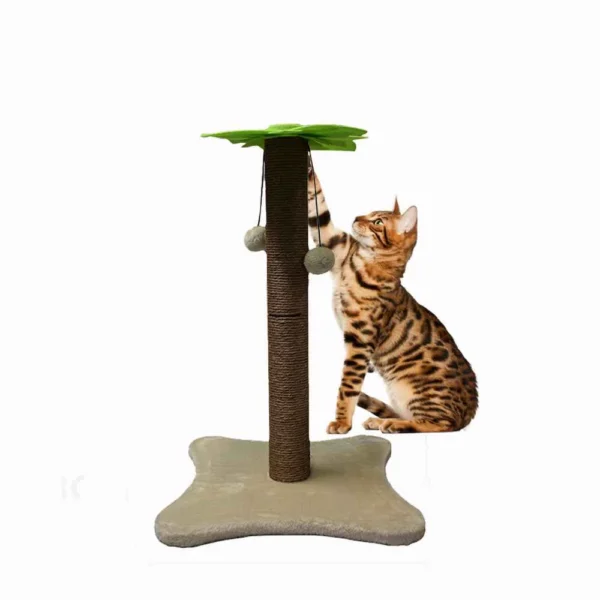 BASIL Cat Coconut Tree Scratcher with Dangler – Sisal Rope Scratching Post & Hanging Ball Toy for Cats & Kittens