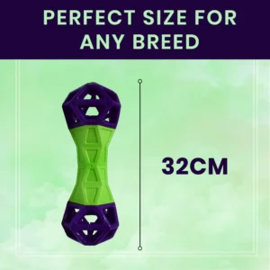 BASIL Squeaky Dumbbell with Treat Dropper for Dogs & Puppies – 3-in-1 Squeak, Chew & Treat-Dispensing Toy