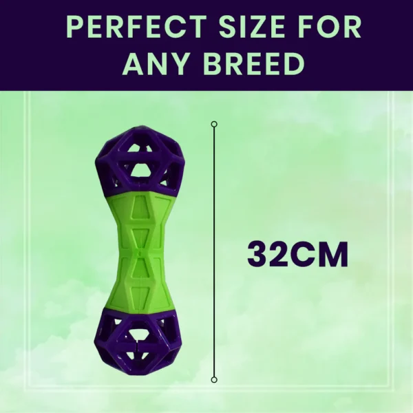 BASIL Squeaky Dumbbell with Treat Dropper for Dogs & Puppies – 3-in-1 Squeak, Chew & Treat-Dispensing Toy