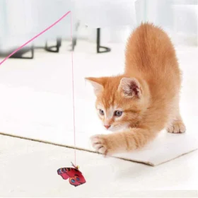 BASIL Cat Teaser Stick with Butterfly & Bell – Interactive Wand Toy for Cats & Kittens