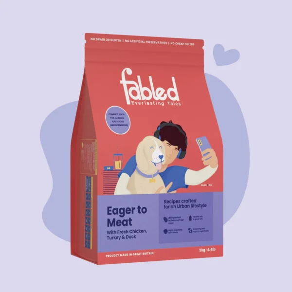Fabled Eager to Meat Grain-Free Adult Dry Dog Food – Fresh Chicken, Turkey & Duck for All Breed Adult Dogs