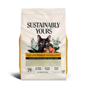 Sustainably Yours Large Grain Cat Litter – Plant-Based Corn & Cassava, Fragrance-Free, Virtually Dust-Free Clumping Litter for Cats