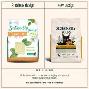 Sustainably Yours Large Grain Cat Litter – Plant-Based Corn & Cassava, Fragrance-Free, Virtually Dust-Free Clumping Litter for Cats