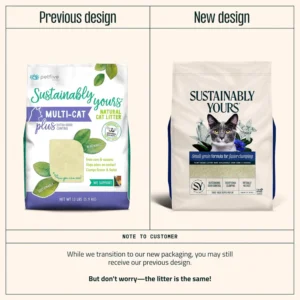 Sustainably Yours Small Grain Cat Litter – Plant-Based Corn & Cassava, Fragrance-Free, Fast-Clumping, Soft-Paw Litter for Cats