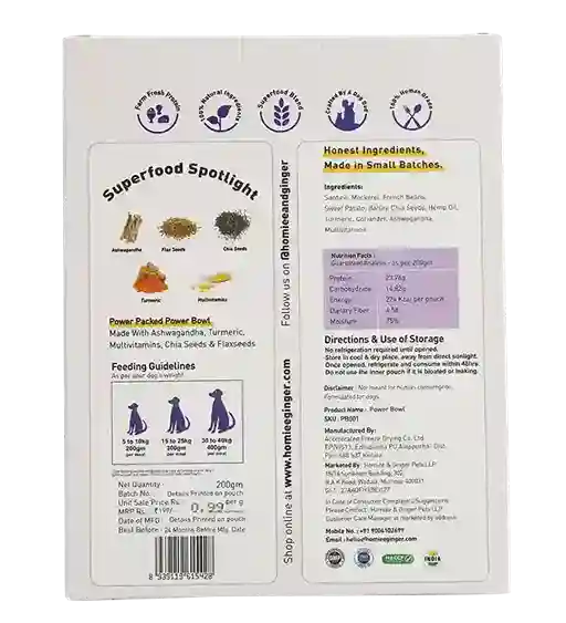 Homiee & Ginger Power Bowl Fish Fiesta Dog Food – Fresh Fish Meal 200g