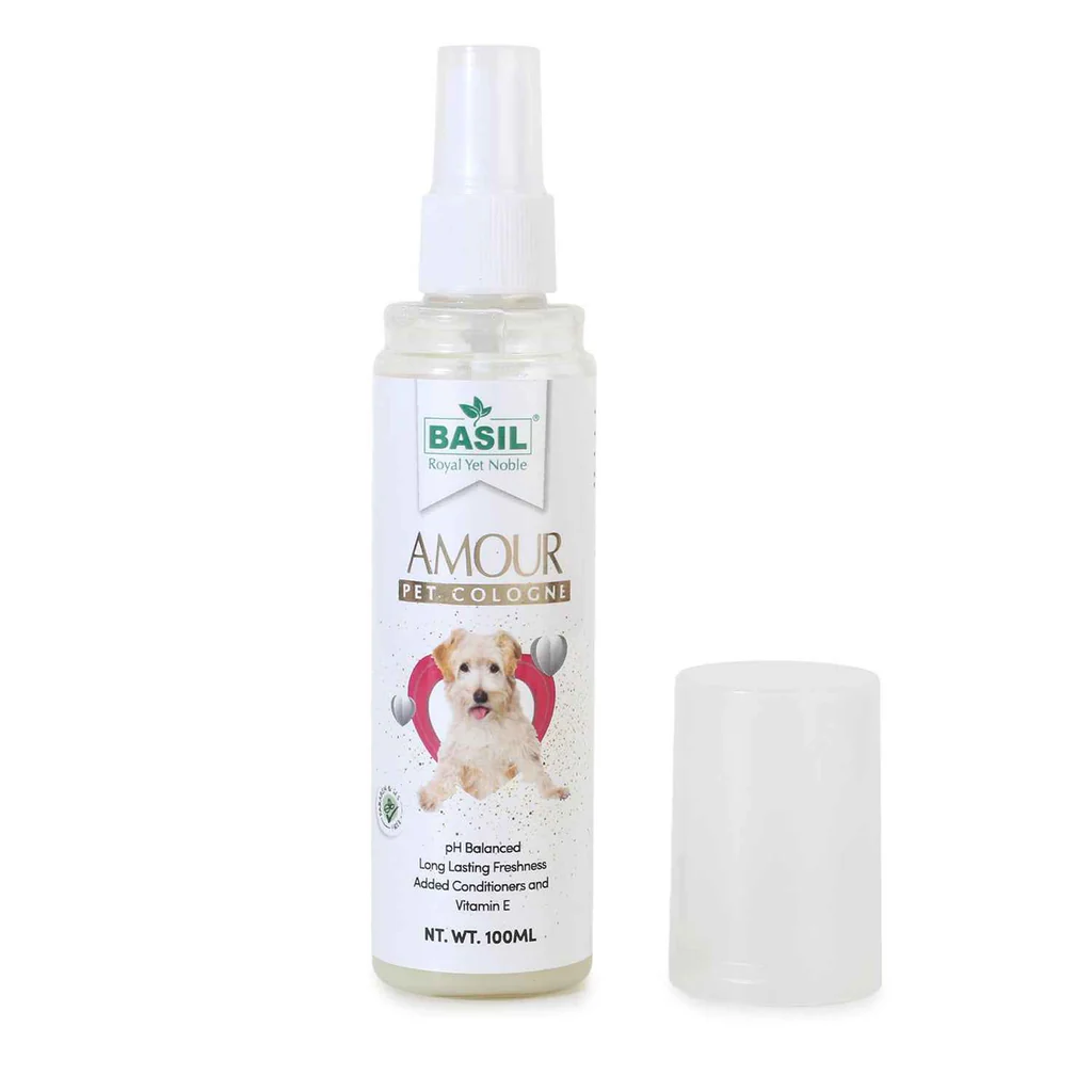 BASIL Dog Cologne Spray – IRIS & AMOUR Variants, 100ml, Long-Lasting Pet Perfume with Conditioning Formula for Fresh & Odour-Free Coat