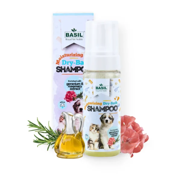 BASIL Dry Bath Foam Shampoo for Puppies & Kittens – 150ml, Waterless Cleansing Foam for Gentle Cleaning, Odour Control & Coat Freshness