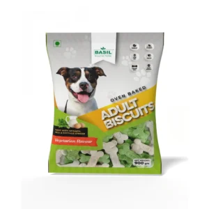 BASIL Dog Biscuits Vegetarian Treat – 900g, Crunchy Bone-Shaped Snacks for Adult Dogs, Suitable for All Breeds, Daily Training & Reward Treats