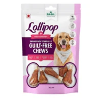 BASIL Chicken Lollipop Treats for Dogs & Puppies – 92g, Guilt-Free High Protein Chewy Snacks for Training, Reward & Dental Engagement
