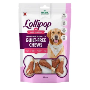 BASIL Chicken Lollipop Treats for Dogs & Puppies – 92g, Guilt-Free High Protein Chewy Snacks for Training, Reward & Dental Engagement