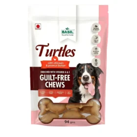 BASIL Turtle Peanut Butter Treats for Dogs & Puppies – 94g, Guilt-Free Chewy Snacks for Training, Reward & Interactive Chewing