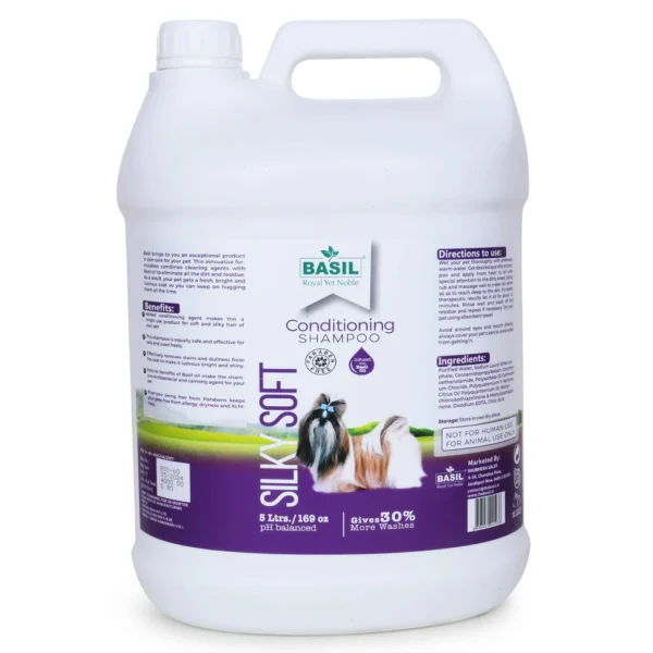 BASIL Silky Soft Conditioning Shampoo for Dogs & Cats – 5L Gallon, Coat Softening & Shine Enhancing Formula, Gentle Cleansing for Smooth & Manageable Fur BASIL Silky Soft Conditioning Shampoo for Dogs & Cats – 5L Gallon, Coat Softening & Shine Enhancing Formula, Gentle Cleansing for Smooth & Manageable Fur