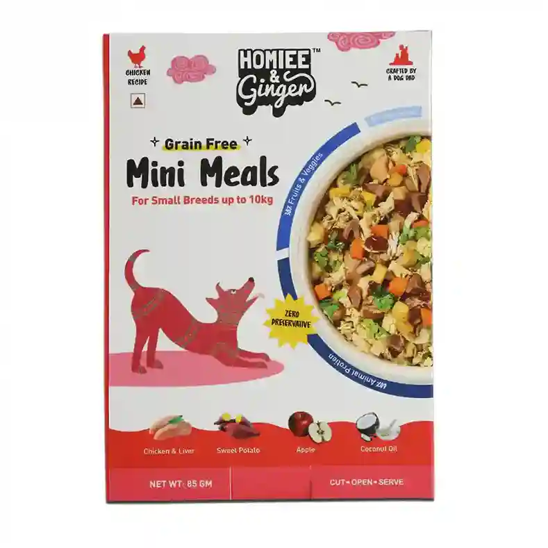 Homiee & Ginger Mini Meals Chicken & Sweet Potato Dog Food – Fresh Grain-Free Meal 85g
