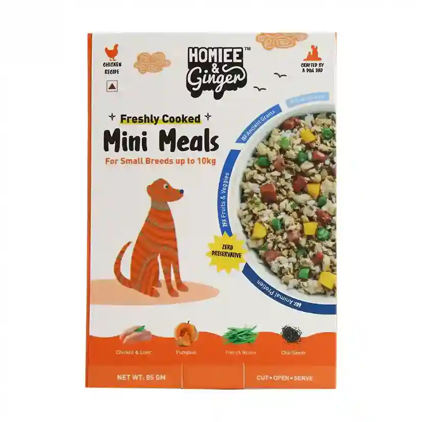 Homiee & Ginger Mini Meals Chicken & Barley Dog Food – Fresh Balanced Meal 85g