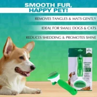 BASIL Auto Slicker Brush for Dogs & Cats – Self-Cleaning Grooming Brush with Fine Bent Bristles for De-Shedding & Detangling - Image 2