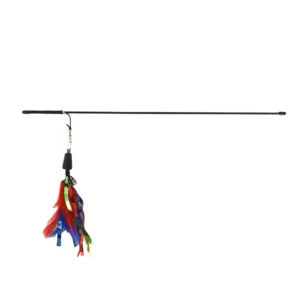 BASIL Cat Teaser Stick with Feather and Bell – Interactive Wand Toy, Natural Feather Lure, Bell Attachment, Indoor Play & Exercise Toy for Cats - Image 3