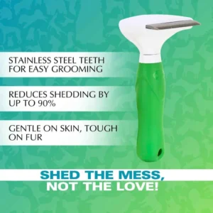 BASIL Pet De-Shedding Comb for Dogs & Cats – Stainless Steel Undercoat Removal Tool, Reduces Shedding & Loose Hair, Easy Clean Fur Release Button - Image 3