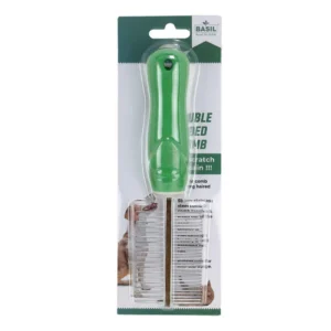 BASIL Double Sided Pet Grooming Comb for Dogs & Cats – Dual Tooth Comb with Handle for Detangling, De-Shedding & Coat Maintenance - Image 3